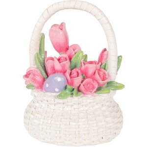Clayre & Eef Decoratieve Mand Wit met Roze Accenten 14x11x18 cm
