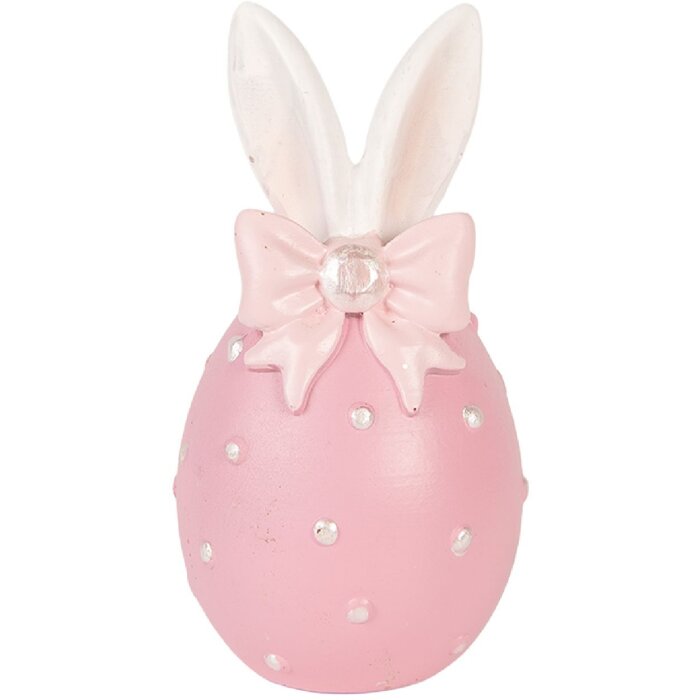 Clayre & Eef decoratief ei zacht roze-wit Ø 6x12 cm