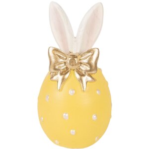 Clayre & Eef Kerstdecoratie Ei Geel-Wit Ø 6x12 cm