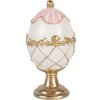 Clayre & Eef Kerstdecoratie Ei, wit met gouden accenten, Ø 8x15 cm