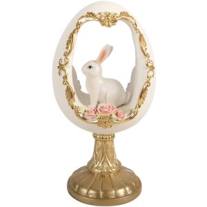 Clayre & Eef Kerstdecoratie Ei met Kaninchen wit-goud...