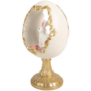 Clayre & Eef Kerstdecoratie Ei met Kaninchen wit-goud...