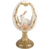 Clayre & Eef Kerstdecoratie Ei met Kaninchen wit-goud 12x11x22 cm