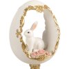 Clayre & Eef Kerstdecoratie Ei met Kaninchen wit-goud 12x11x22 cm