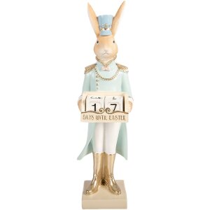 Clayre & Eef kerstdecoratie konijn beige-blauw 9x10x32 cm