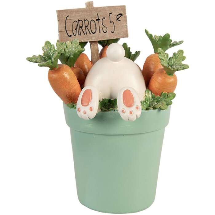 Clayre & Eef decoratief konijn wit-blauw 21x20x28 cm