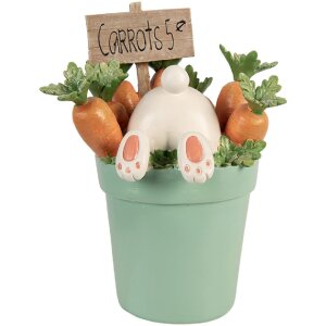 Clayre & Eef decoratief konijn wit-blauw 21x20x28 cm