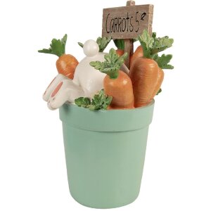 Clayre & Eef decoratief konijn wit-blauw 21x20x28 cm