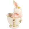 Clayre & Eef Kerstdecoratie Konijn in Tasse Wit Roze 16x13x22 cm
