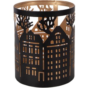 Clayre & Eef decoratieve kandelaar huismotief ijzer Ø11x13 cm