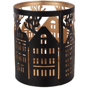 Clayre & Eef decoratieve kandelaar huismotief ijzer Ø11x13 cm