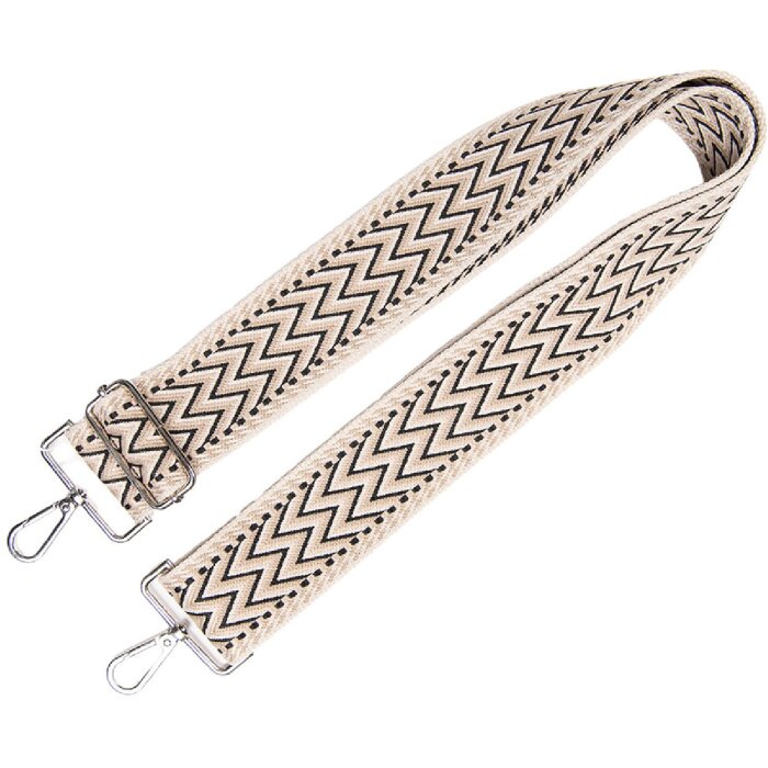 Juleeze schoudertasband 5x140 cm beige/zwart