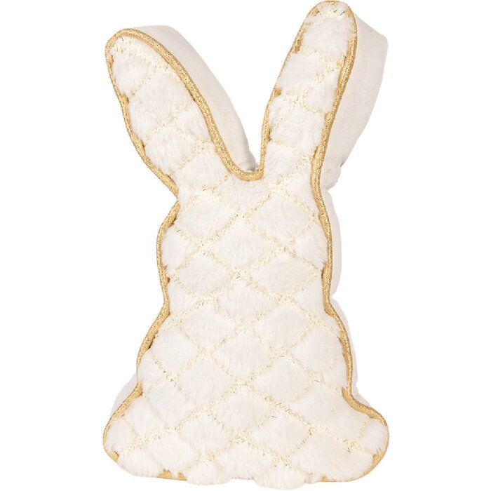 Clayre & Eef Deurstopper Kussen Kanarie wit met goudaccenten 20x7x31 cm