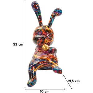 Mauro Ferretti Decoratief Konijn Pop-Art Multicolor met Goudkleurig Detail 21,5x10x22 cm