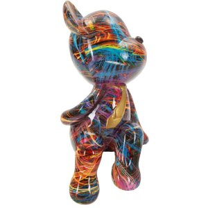 Mauro Ferretti Decoratief Berenbeeld Orsetto Psyco, Multicolor met Goudkleurig Detail, 10,5x12x23,5 cm