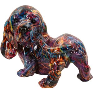 Mauro Ferretti Decoratief Beeld Bassotto Psyco – Moderne Hond in Multicolor Polyresin