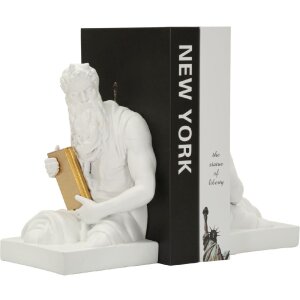 Mauro Ferretti Boeksteunen-set Poseidon, wit met gouden details, 2-delig