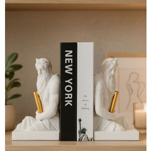 Mauro Ferretti Boeksteunen-set Poseidon, wit met gouden details, 2-delig