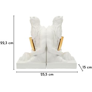 Mauro Ferretti Boeksteunen-set Poseidon, wit met gouden details, 2-delig