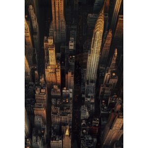 Mauro Ferretti Wandbeeld New York Skyline – Lackierde linnen met houten frame