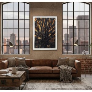 Mauro Ferretti Wandbeeld New York Skyline – Lackierde linnen met houten frame
