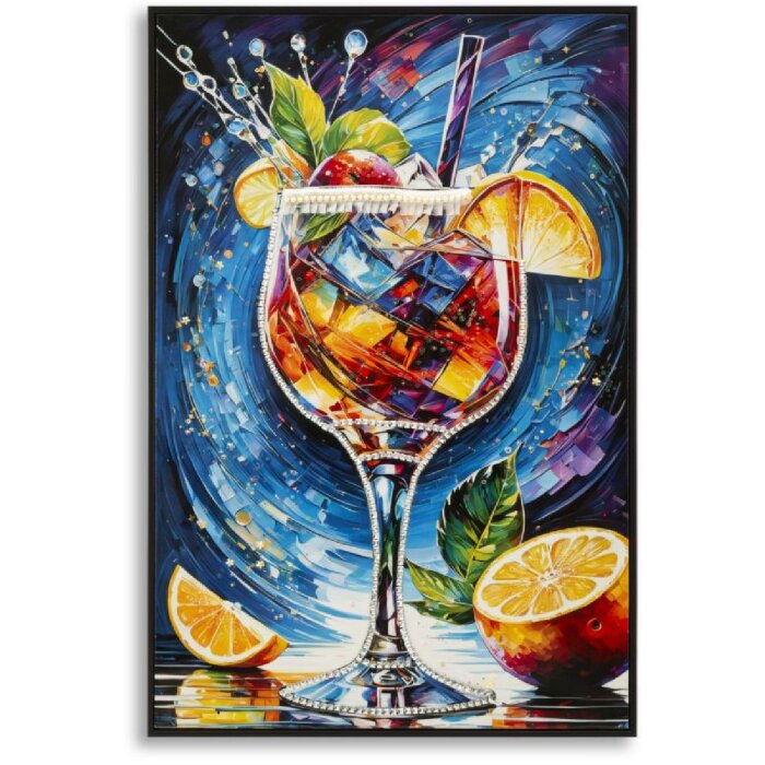 Mauro Ferretti Schilderij op Doek COCKTAIL met Houten Lijst 62x92 cm, Multicolor