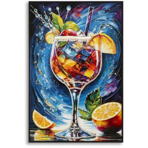 Mauro Ferretti Schilderij op Doek COCKTAIL met Houten Lijst 62x92 cm, Multicolor