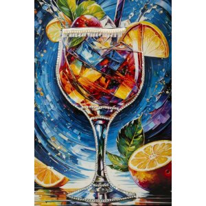 Mauro Ferretti Schilderij op Doek COCKTAIL met Houten Lijst 62x92 cm, Multicolor