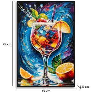 Mauro Ferretti Schilderij op Doek COCKTAIL met Houten Lijst 62x92 cm, Multicolor