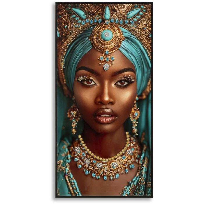 Mauro Ferretti Schilderij op Doek MAYA, 50x100 cm, multicolor, exotisch portret met turkoois accenten