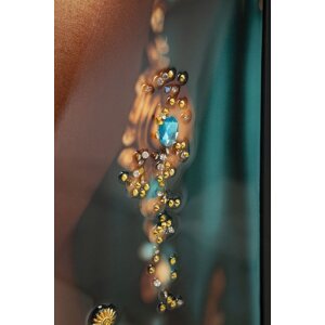 Mauro Ferretti Schilderij op Doek MAYA, 50x100 cm, multicolor, exotisch portret met turkoois accenten