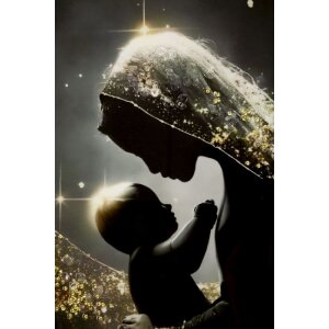 Mauro Ferretti Schilderij op Doek MATERNITY, multicolor, gouden licht, 60x90 cm