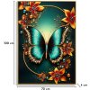 Mauro Ferretti Wanddecoratie "Butterfly" – Turkoois-gouden vlinder in sparhoutkader 70x100 cm