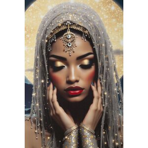 Mauro Ferretti LED-wanddecoratie "Venus" – bedrukt leinwand met houten lijst, 70x100 cm, multicolor met gouden accenten