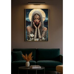 Mauro Ferretti LED-wanddecoratie "Venus" – bedrukt leinwand met houten lijst, 70x100 cm, multicolor met gouden accenten