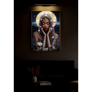 Mauro Ferretti LED-wanddecoratie "Venus" – bedrukt leinwand met houten lijst, 70x100 cm, multicolor met gouden accenten