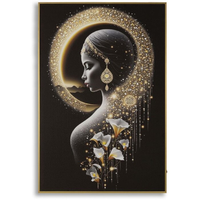 Mauro Ferretti LED-wandbeeld "Inda" – decoratief wanddecoratie met gouden accenten 60x90 cm
