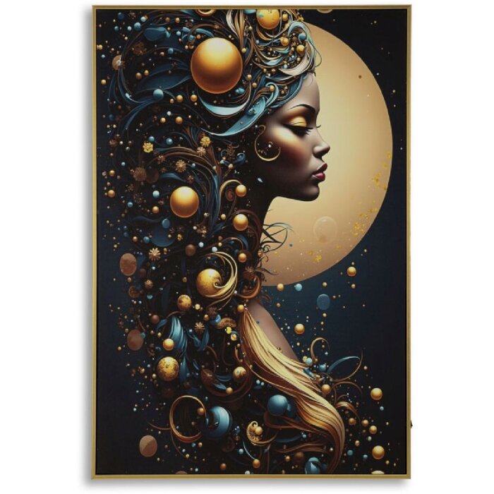 Mauro Ferretti LED-wandbeeld "Minerva" – blauw en goud, 60x90 cm
