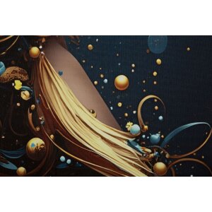 Mauro Ferretti LED-wandbeeld "Minerva" – blauw en goud, 60x90 cm