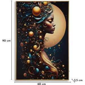 Mauro Ferretti LED-wandbeeld "Minerva" – blauw en goud, 60x90 cm
