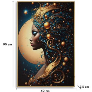 Mauro Ferretti LED-wandbeeld "Minerva" – decoratief wandpaneel 60x90 cm met blauwe en gouden accenten