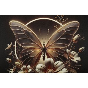 Mauro Ferretti LED-wandbeeld "Butterfly" – goudkleurig vlinder schilderij 50x50 cm