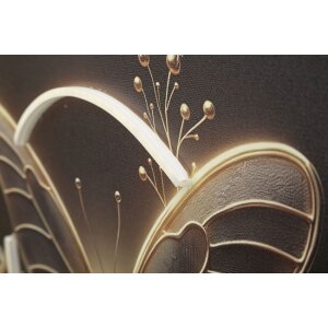 Mauro Ferretti LED-wandbeeld "Butterfly" – goudkleurig vlinder schilderij 50x50 cm