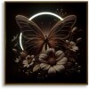 Mauro Ferretti LED-wandbeeld "Butterfly" – goudkleurig vlinder schilderij 50x50 cm
