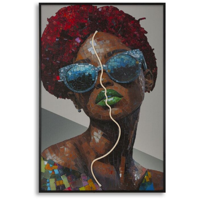 Mauro Ferretti LED-wandbeeld "Afro" – 60x90 cm, multicolor met 3D-acryl-effect
