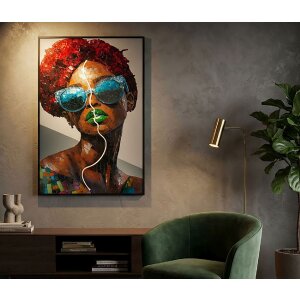 Mauro Ferretti LED-wandbeeld "Afro" – 60x90 cm, multicolor met 3D-acryl-effect