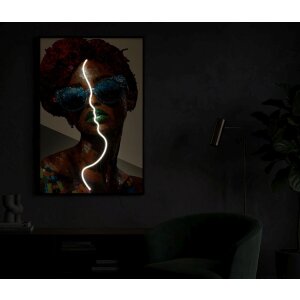 Mauro Ferretti LED-wandbeeld "Afro" – 60x90 cm, multicolor met 3D-acryl-effect
