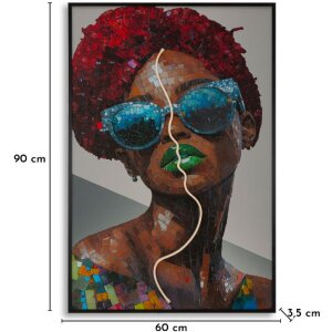 Mauro Ferretti LED-wandbeeld "Afro" – 60x90 cm, multicolor met 3D-acryl-effect