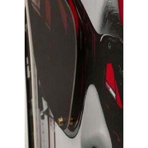 Mauro Ferretti LED-wandbeeld "Psyco" – modern leinwandbeeld 60x90 cm met 3D-acrylaat en krachtige rode, zwarte en witte contrasten