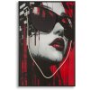 Mauro Ferretti LED-wandbeeld "Psyco" – modern leinwandbeeld 60x90 cm met 3D-acrylaat en krachtige rode, zwarte en witte contrasten